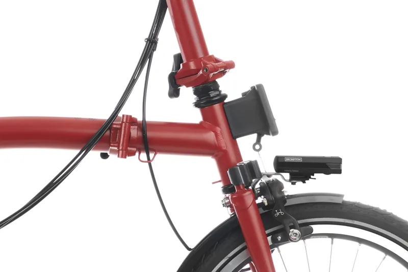 Brompton C Line Low Bar 6 Speed Bike with rack in House Red-3